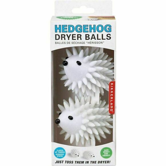 Kikkerland White Hedgehogs Dryer Buddies Set of 2 Softens Fabric Naturally NIB - Picture 1 of 4
